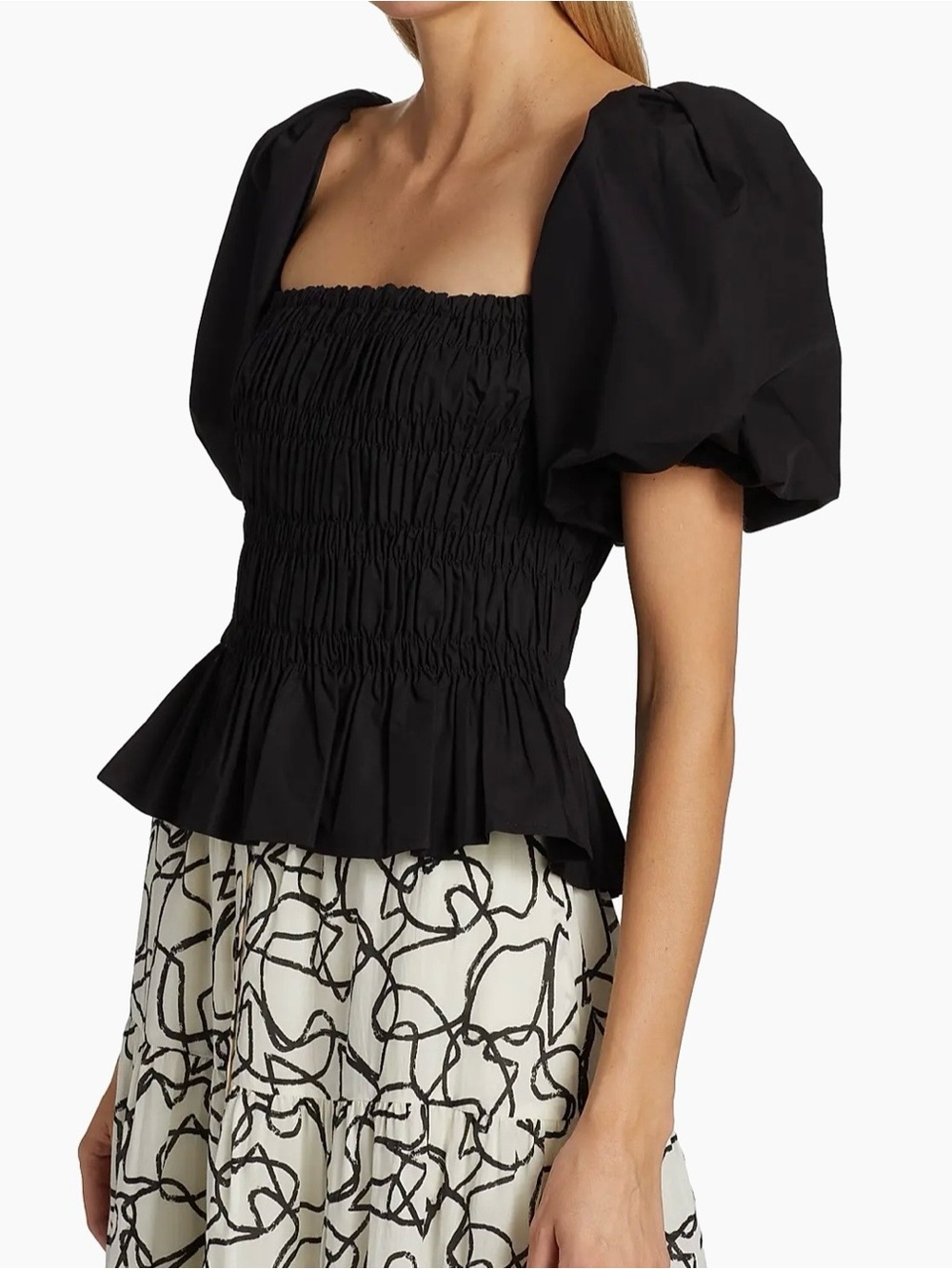 Astr Black Puff Sleeve Puff-sleeve Top